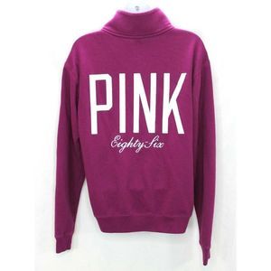 Victoria's Secret Pink Sweatshirt Quarter Zip Pullover Graphic Long Sleeve XS